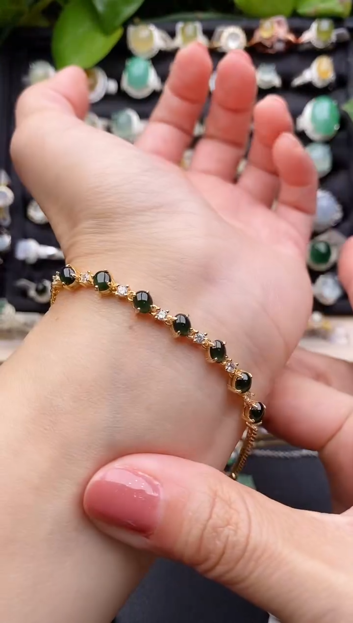 【闪购商品】翡翠戒指银S925镶嵌缅甸天然A货翡翠66  5-