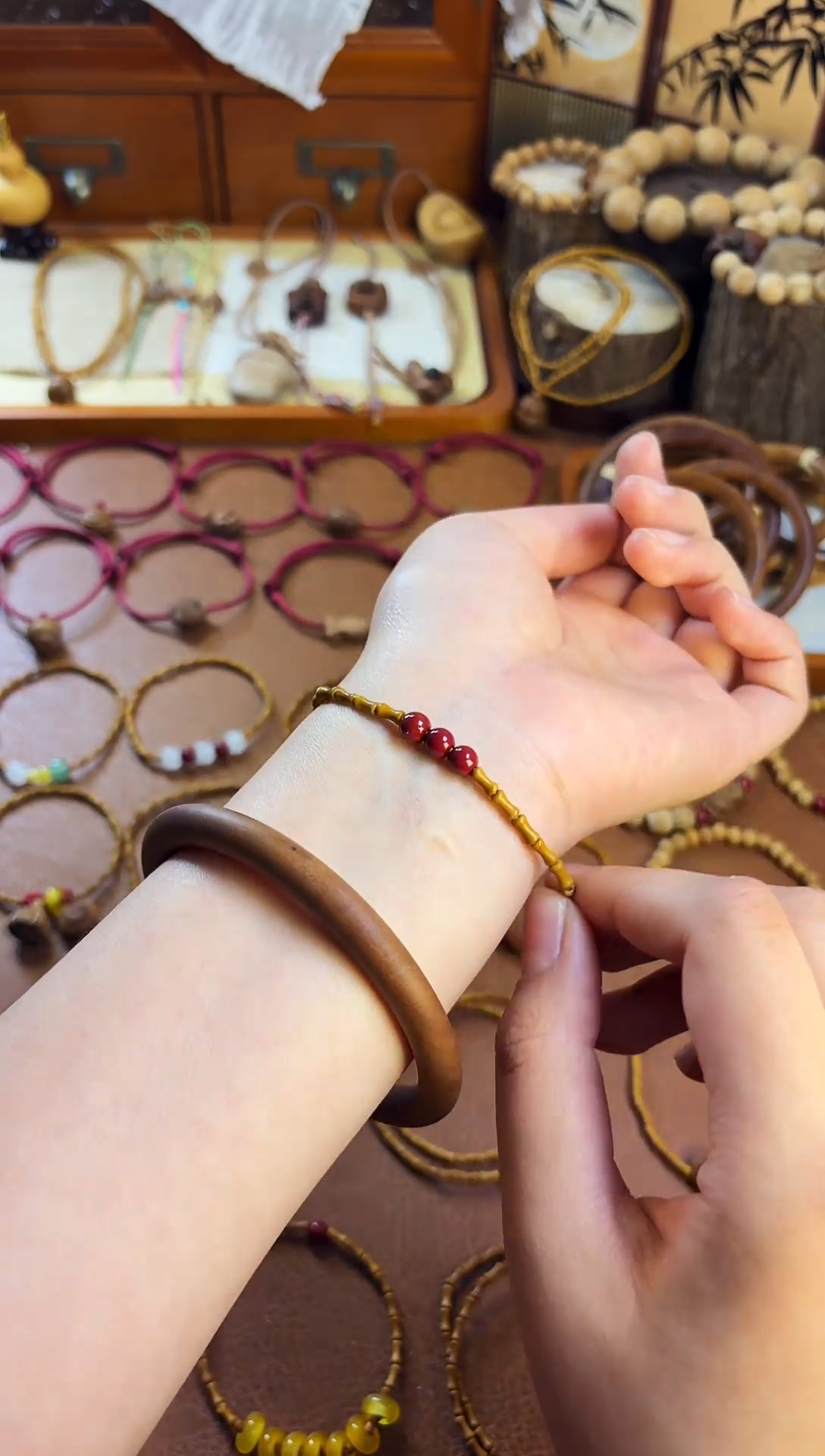 手串桃核单圈竹节三生万物