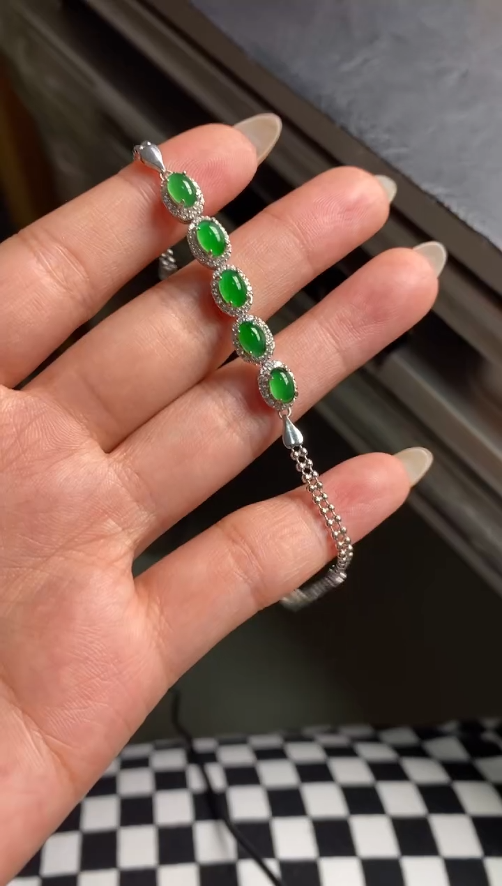 银S925镶嵌戒指翡翠天然A货翡翠