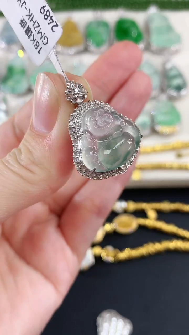 吊坠(不含链)18K金镶嵌翡翠231|