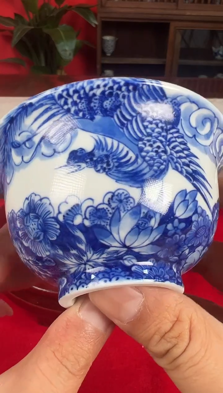 【闪购商品】030小王严选青花凤凰画片带过墙压手杯