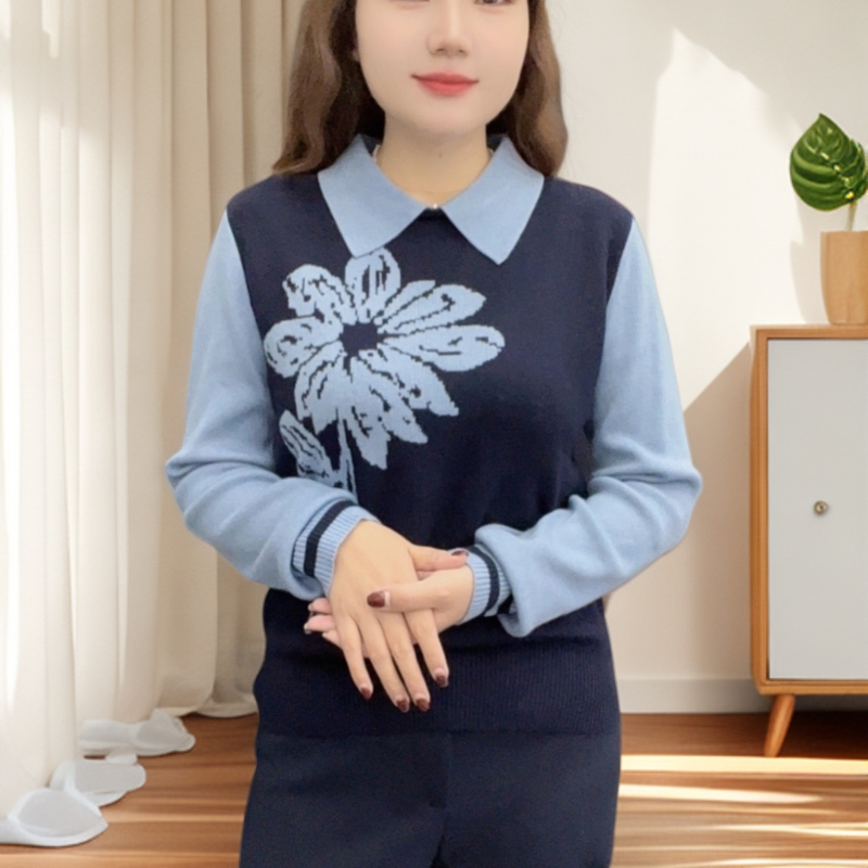 洋气花朵加厚款羊毛衫女