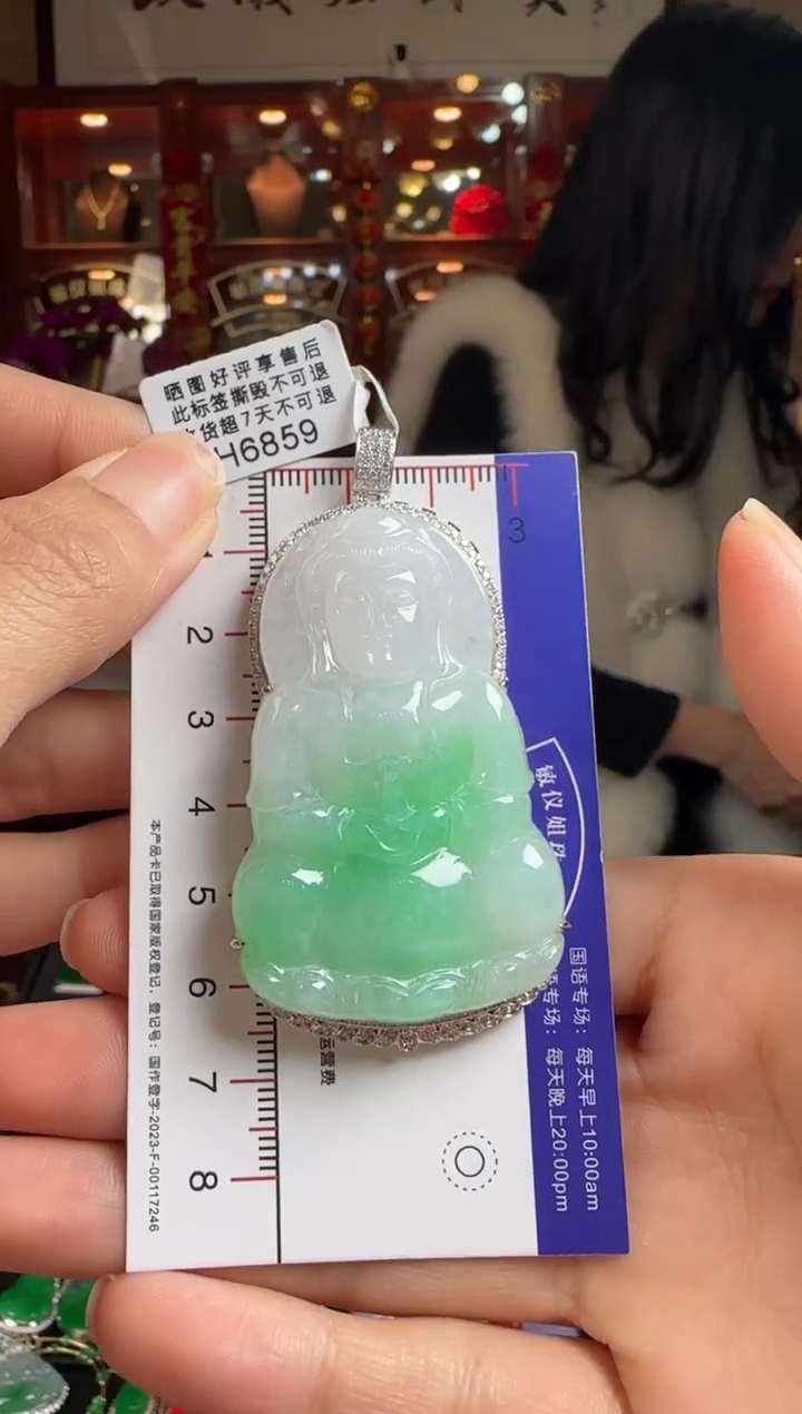 【闪购商品】翡翠颈饰18K金镶嵌H6859观音