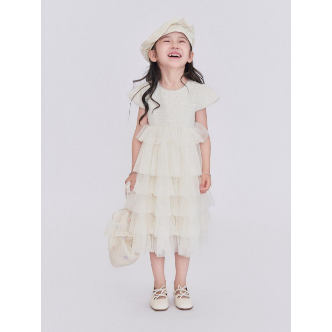 女童千金风女夏季女孩礼服甜美蓬蓬裙短袖休闲风连衣裙