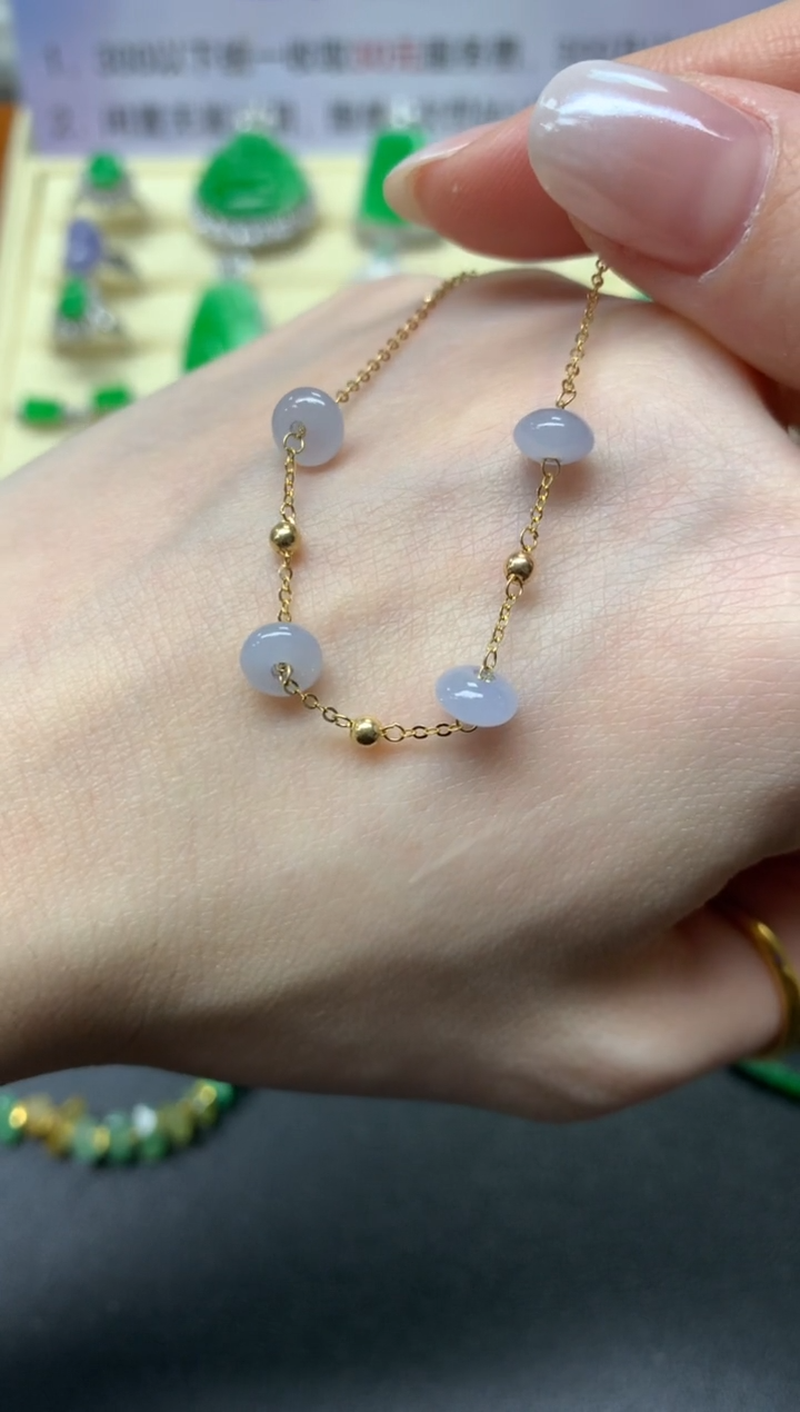 【闪购商品】翡翠手链18K金镶嵌多样性发其一|600+60