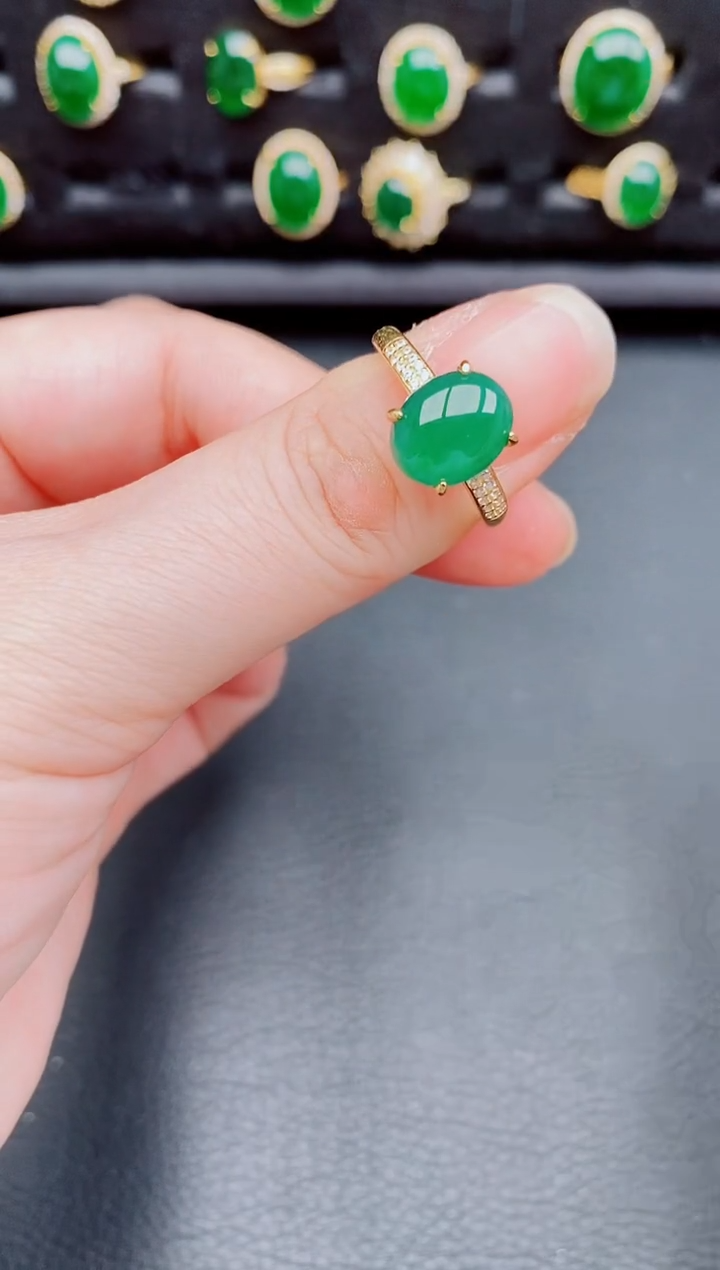 【闪购商品】翡翠戒指银S925镶嵌天然a货翡翠211