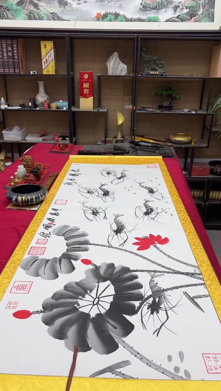 【闪购商品】国画九龙出海-汪保国-国画卷轴