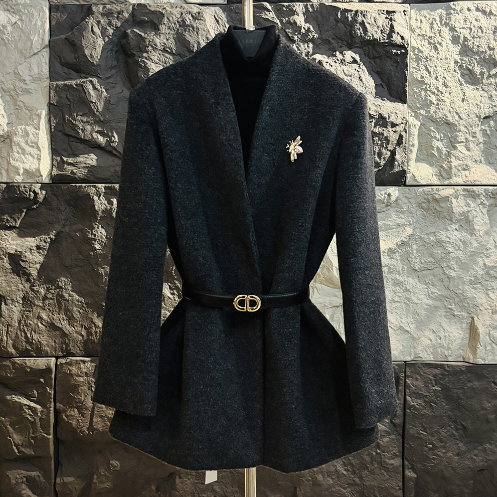 【秋冬】绵羊毛呢轻奢女装厚外套宽松上衣时尚百搭立领原创设计师新