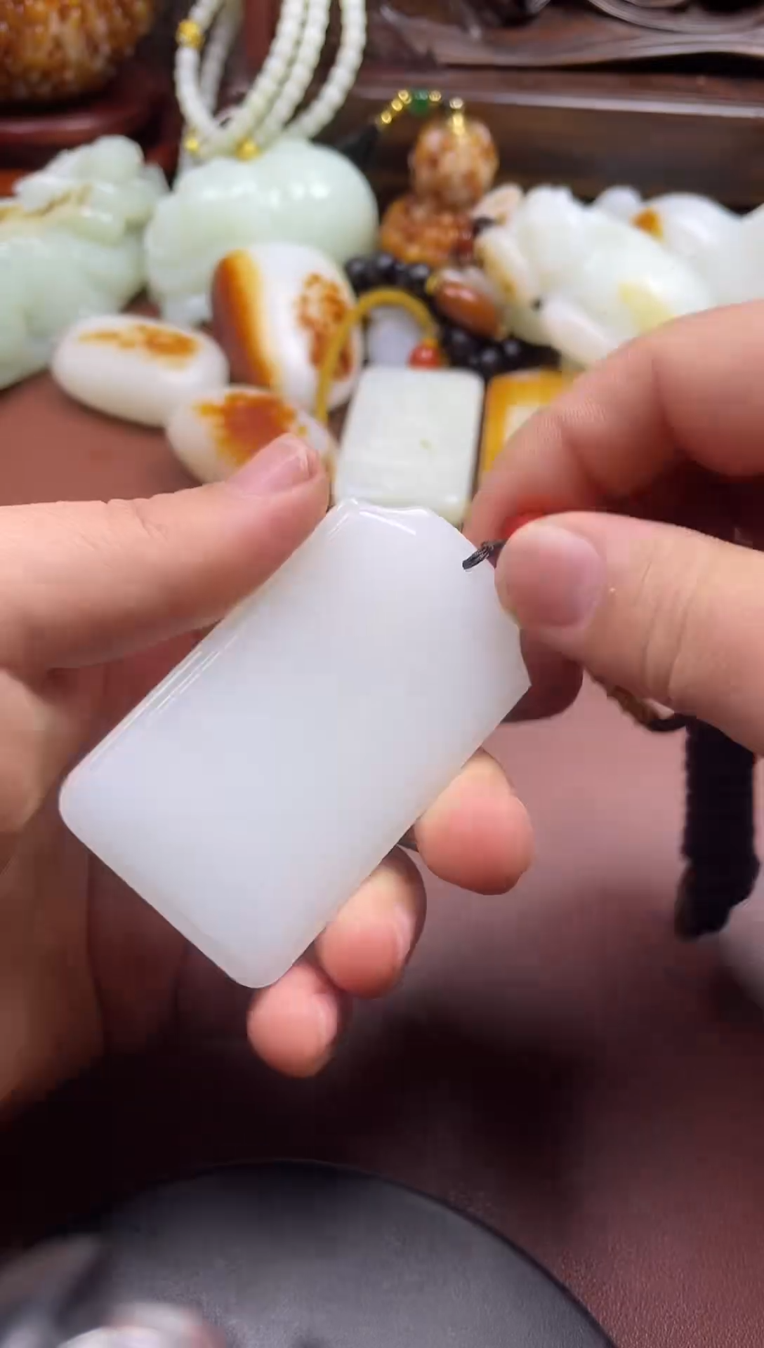 颈饰未镶嵌和田玉平安无事牌