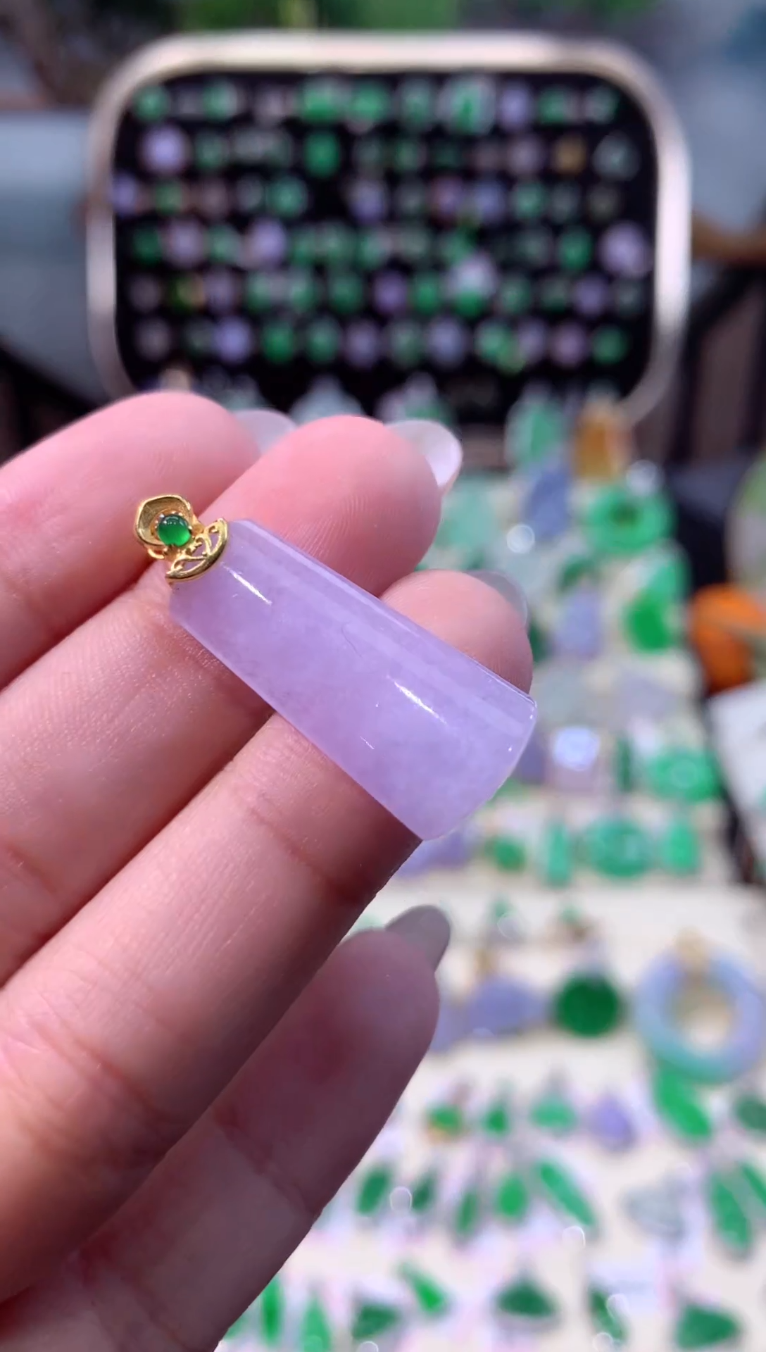 【闪购商品】翡翠颈饰18K金镶嵌缅甸天然A货翡翠