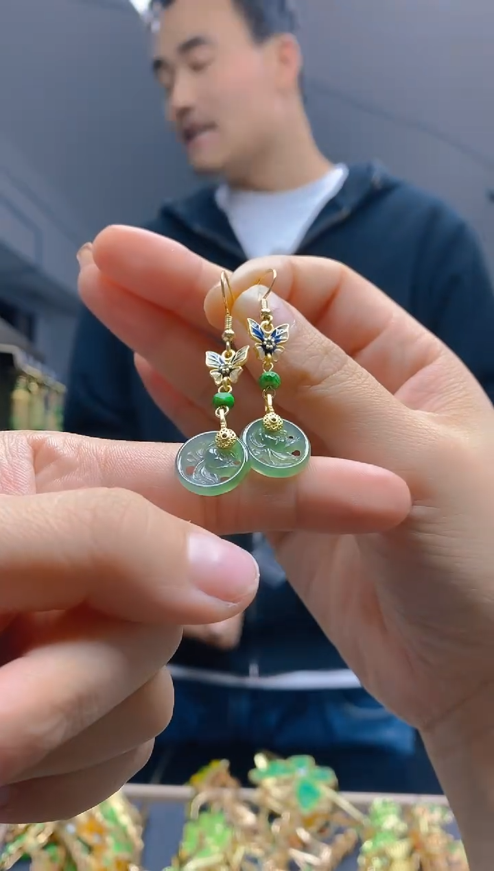 【闪购商品】翡翠耳饰合金0318翡翠耳钩