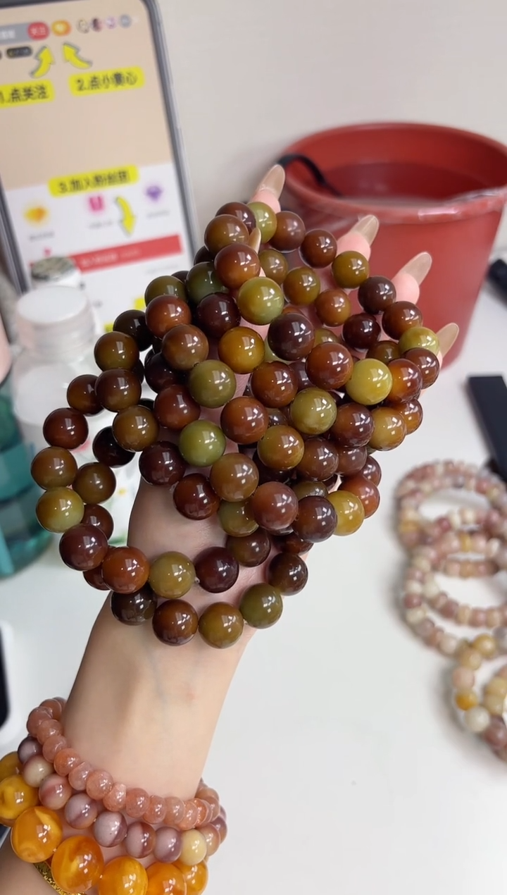 手串菩提根/象牙果沐d10糖炒栗子玉化圆珠13mm手串随机