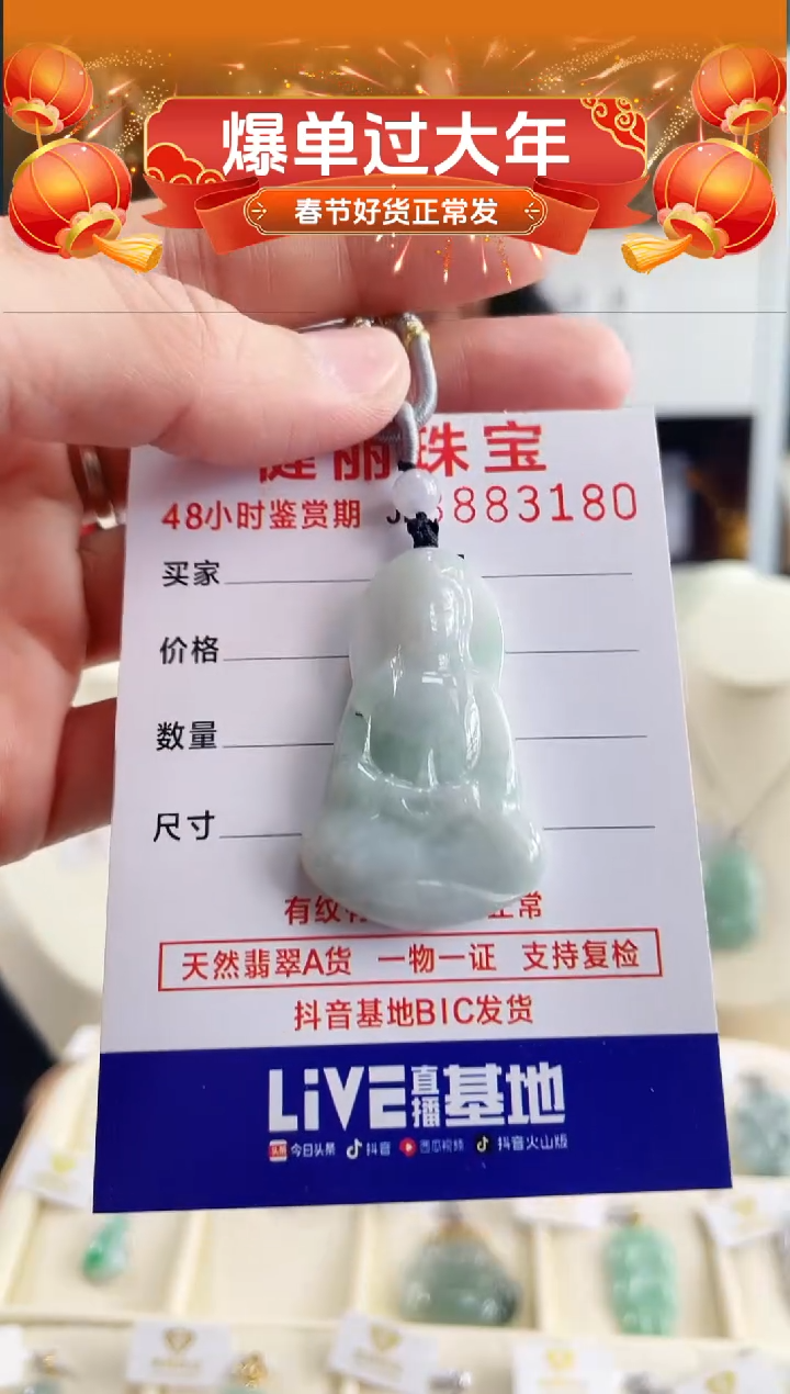 【闪购商品】翡翠颈饰未镶嵌天然缅甸翡翠 观音(一物一证) 