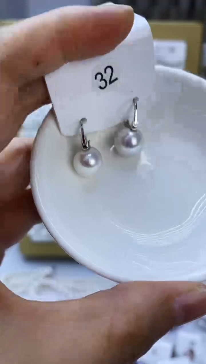 银S925镶嵌耳饰淡水珍珠32