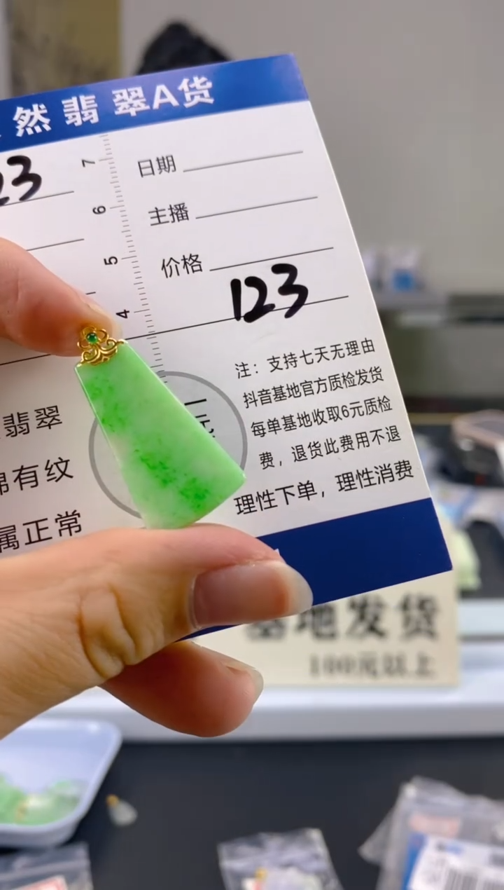 【闪购商品】翡翠颈饰18K金镶嵌天然A货翡翠