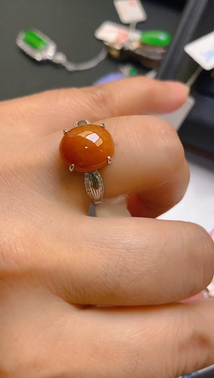 【闪购商品】翡翠耳饰银S925镶嵌天然A货翡翠1