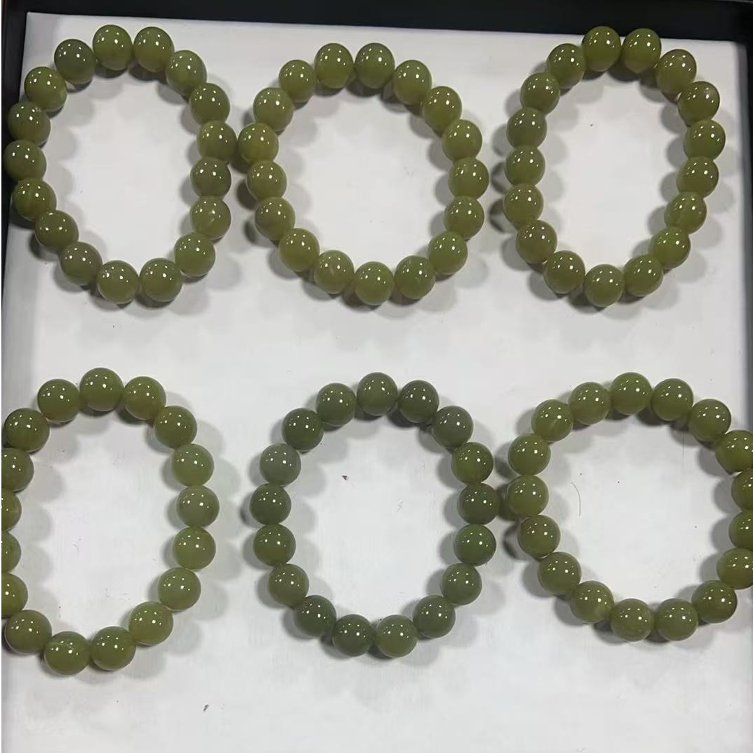 天然岫玉圆枣绿卡12手串多样性发货其中之一（默认有瑕，介意勿拍）