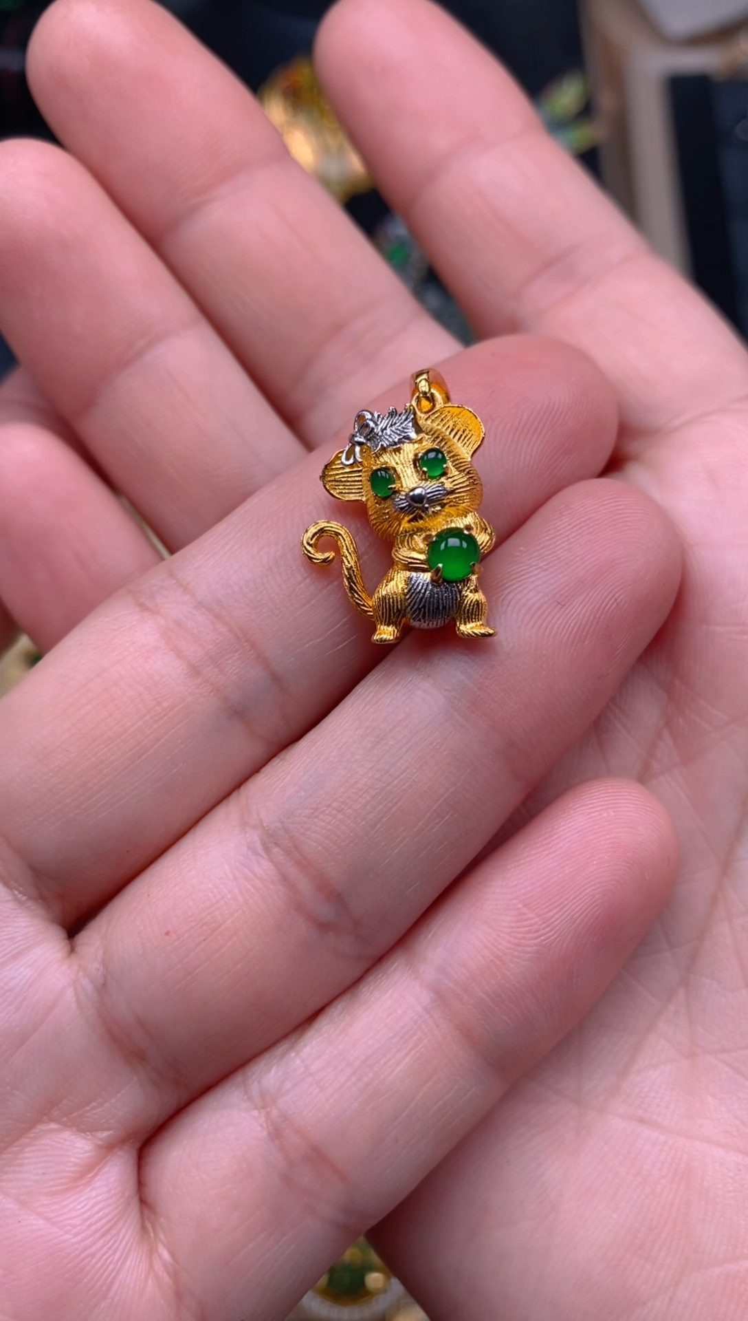 【闪购商品】翡翠吊坠(不含链)银S925镶嵌老鼠