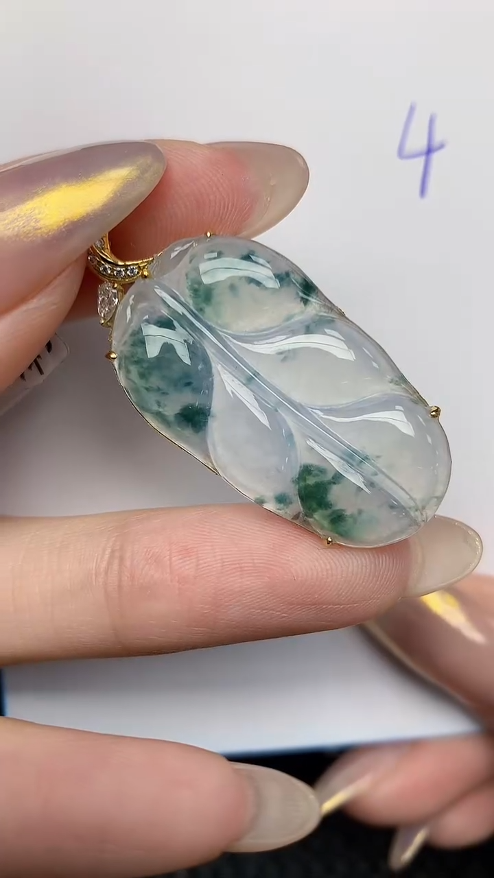 【闪购商品】翡翠颈饰18K金镶嵌天然翡翠A货，