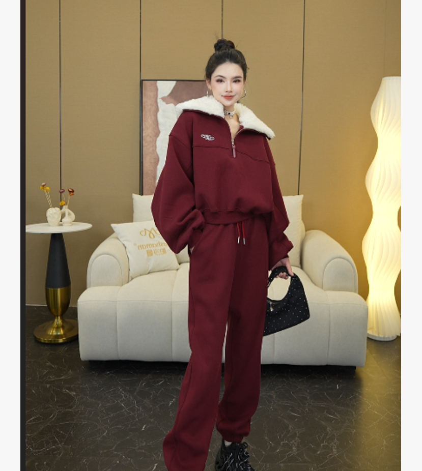 【YIXIU 魅惑】休闲风时尚套装春季女装短款立领上衣套装运动服春秋