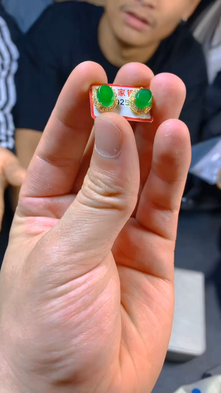 【闪购商品】翡翠耳饰银S925镶嵌0917514456多样性发一