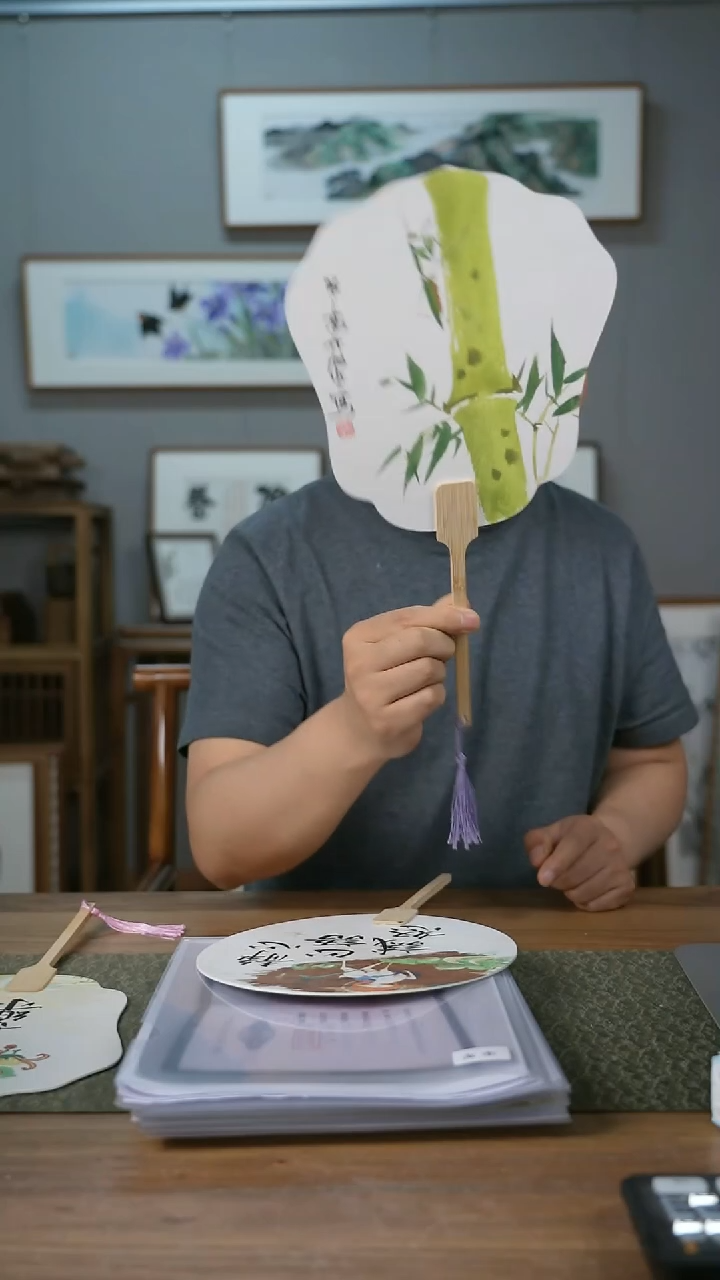 书法协会会员老师扇子作品-