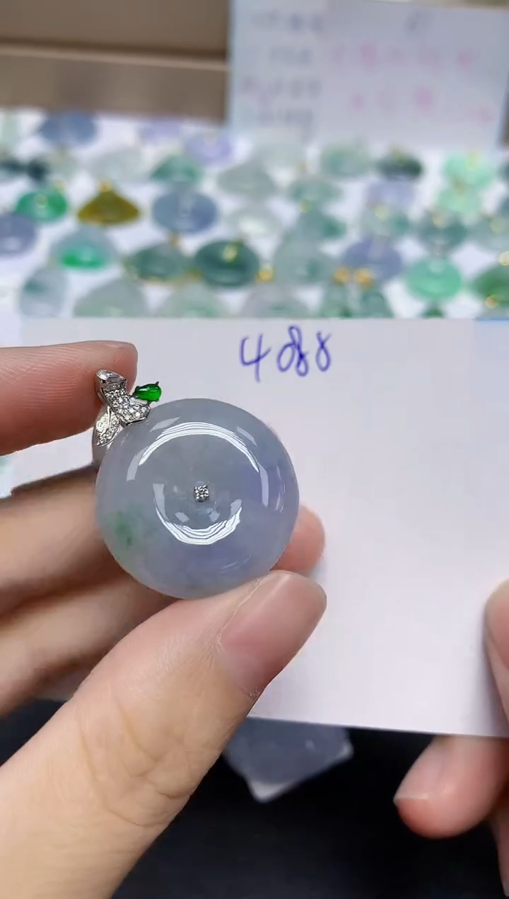 颈饰18K金镶嵌翡翠天然缅甸翡翠A货翡翠百元以上9元证书费自理