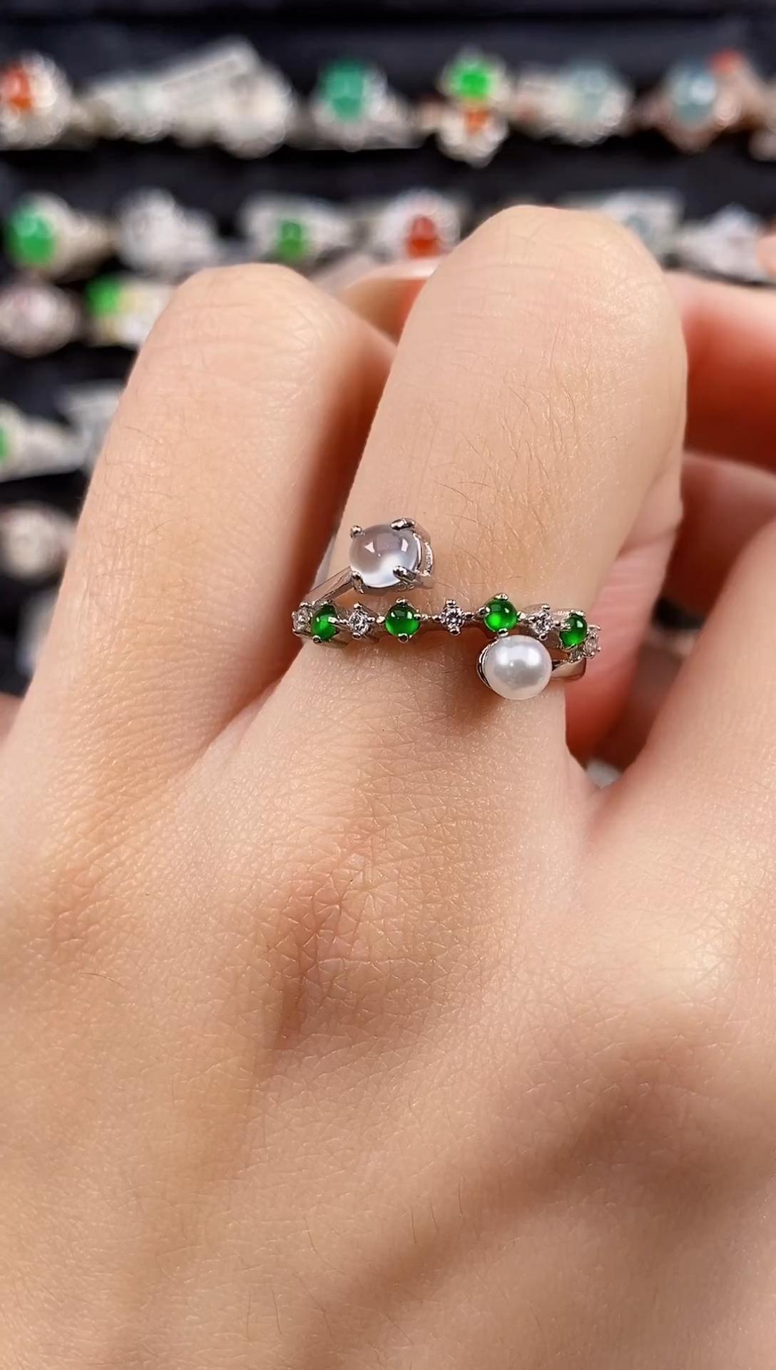 银S925镶嵌戒指翡翠天然A货翡翠21