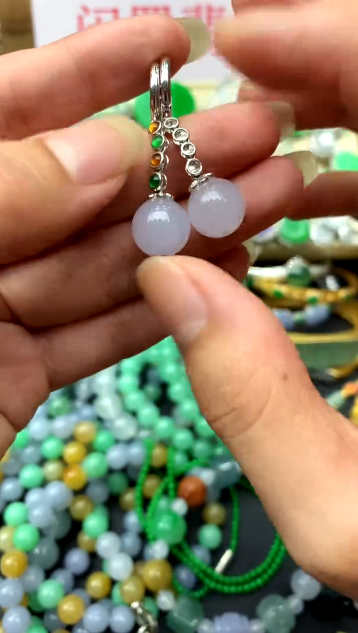 翡翠18K金镶嵌耳饰350-中国好珍宝