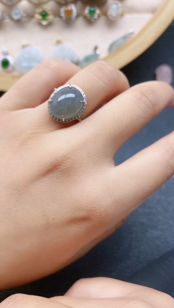 翡翠戒指银S925镶嵌11111