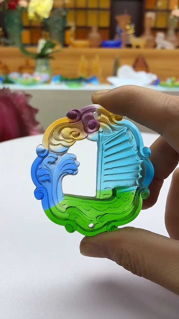 手工艺品琉璃彩色一帆风顺车挂