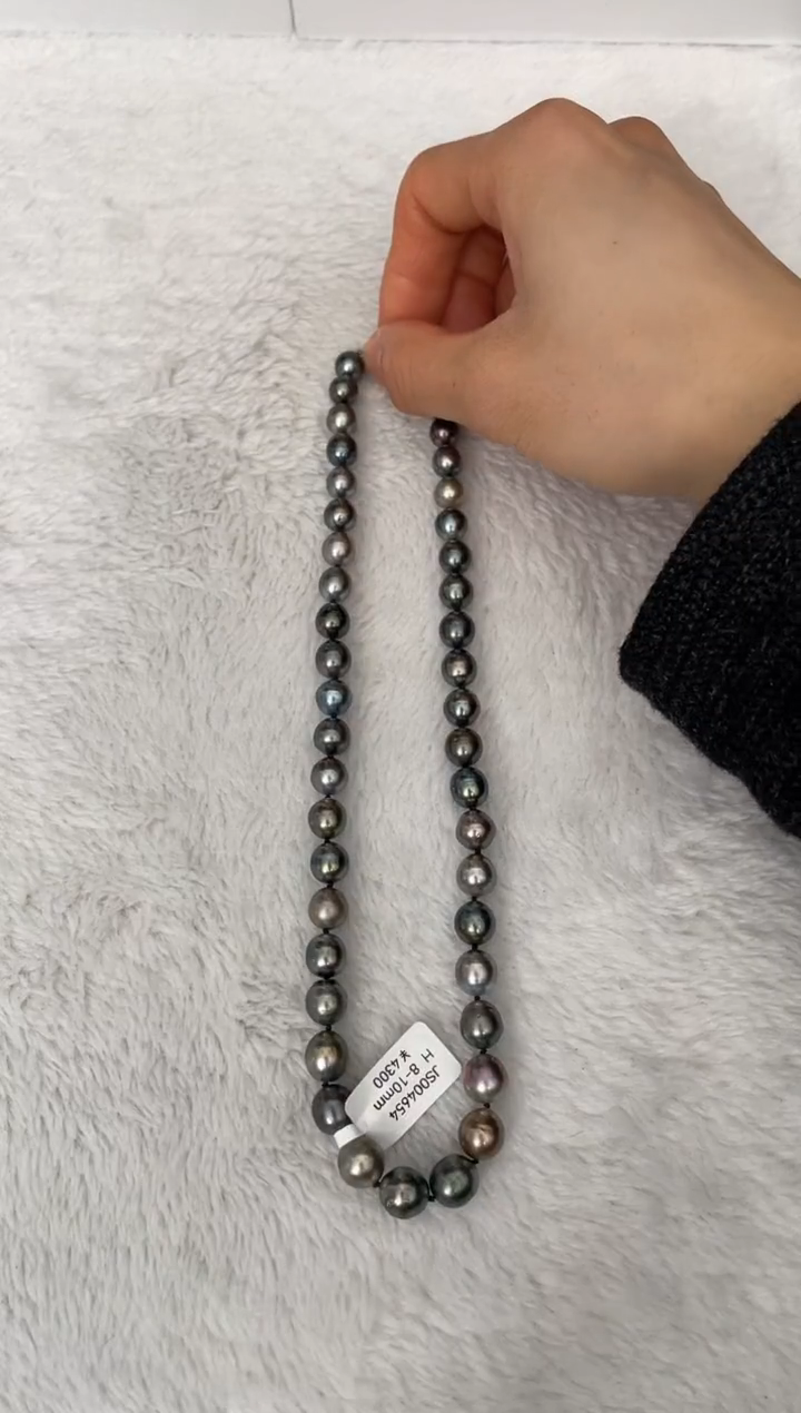 【闪购商品】海水珍珠项链银S925镶嵌大溪地8-10mm（多样性发一）