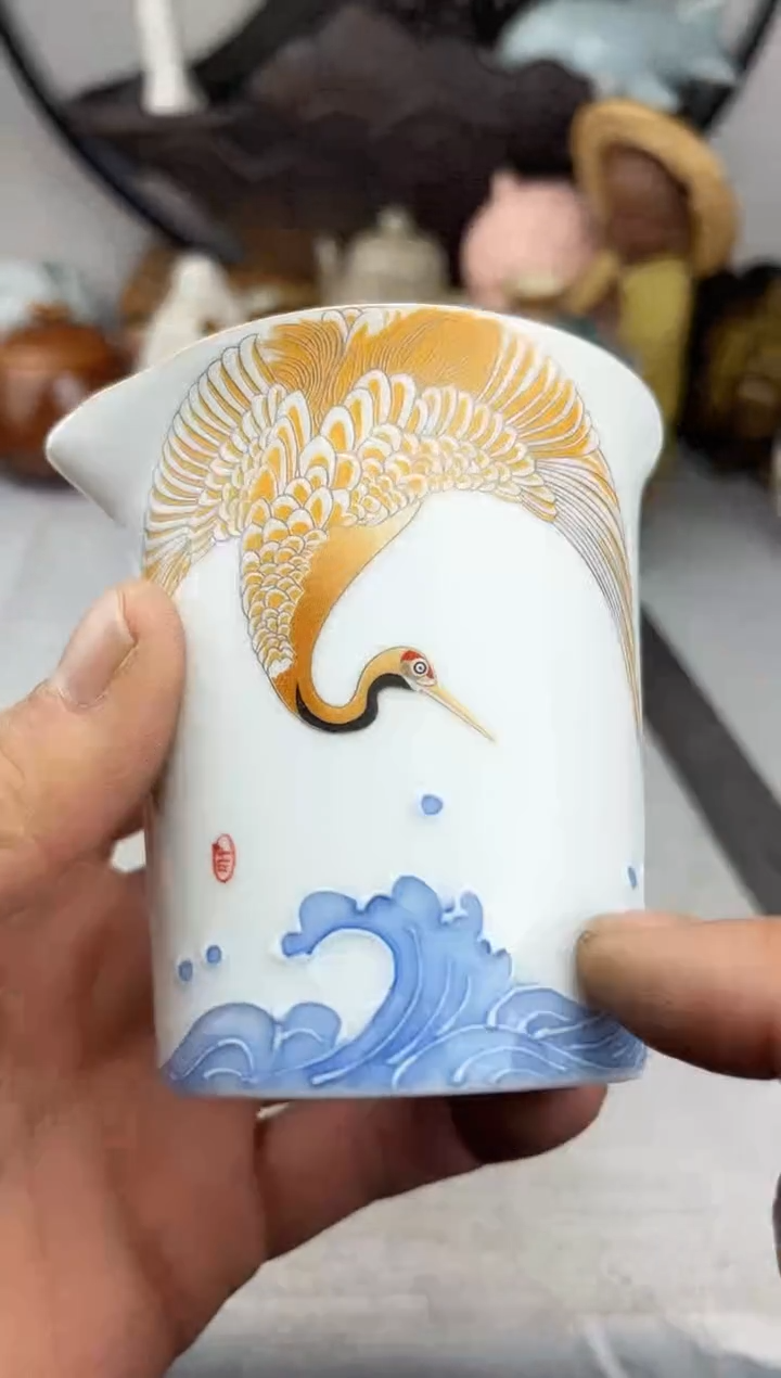 【闪购商品】仙鹤公道杯瓷片陶瓷套装福利