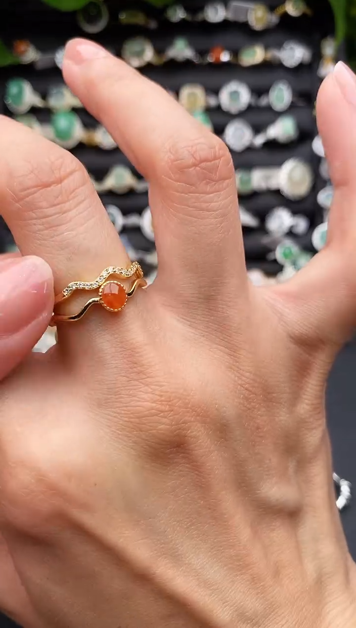 【闪购商品】翡翠戒指银S925镶嵌缅甸翡翠A货11   10-4