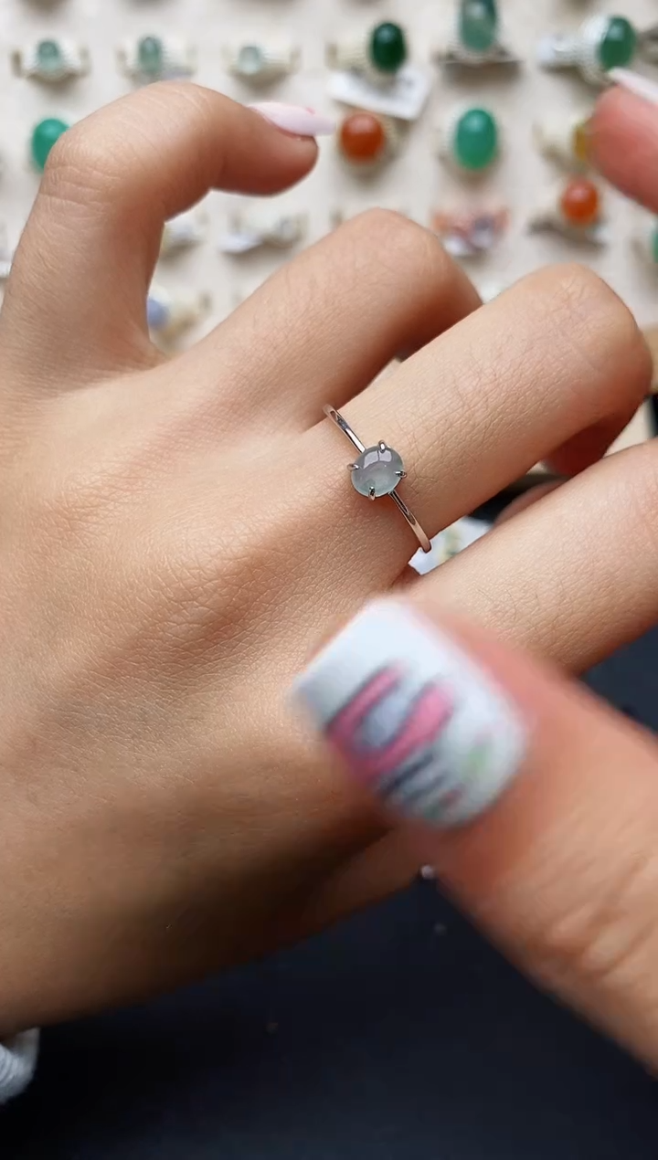 【闪购商品】翡翠戒指银S925镶嵌缅甸翡翠