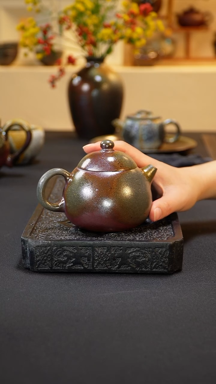 茶壶紫砂纯自然柴烧