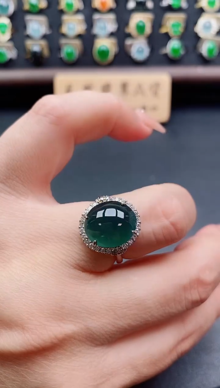 银S925镶嵌戒指翡翠1