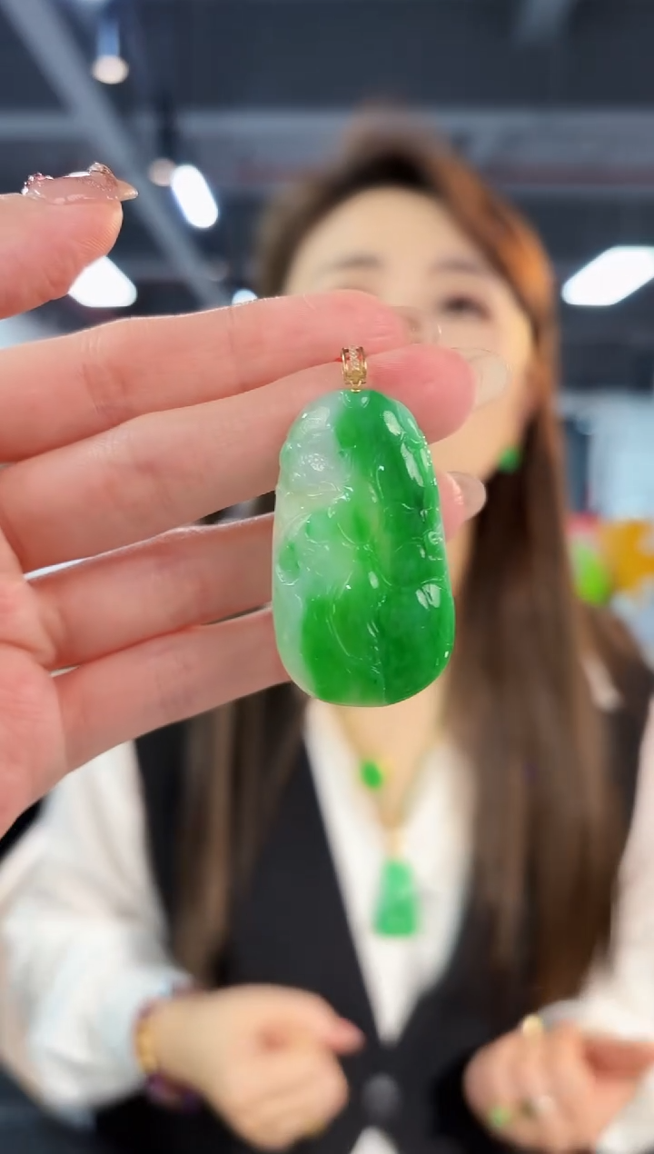 【闪购商品】翡翠颈饰18K金镶嵌缅料A货/支持复检/一件