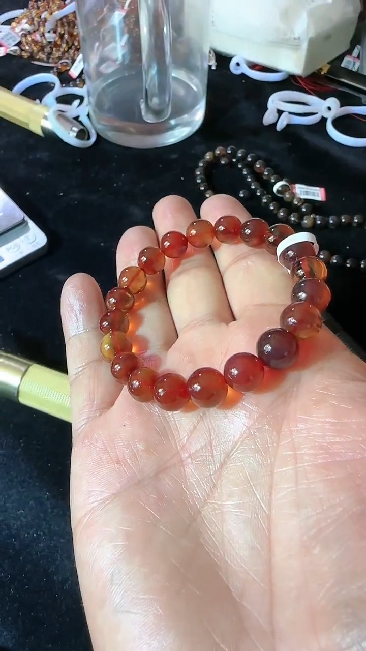 【闪购商品】琥珀手链未镶嵌规格9血珀手串#58