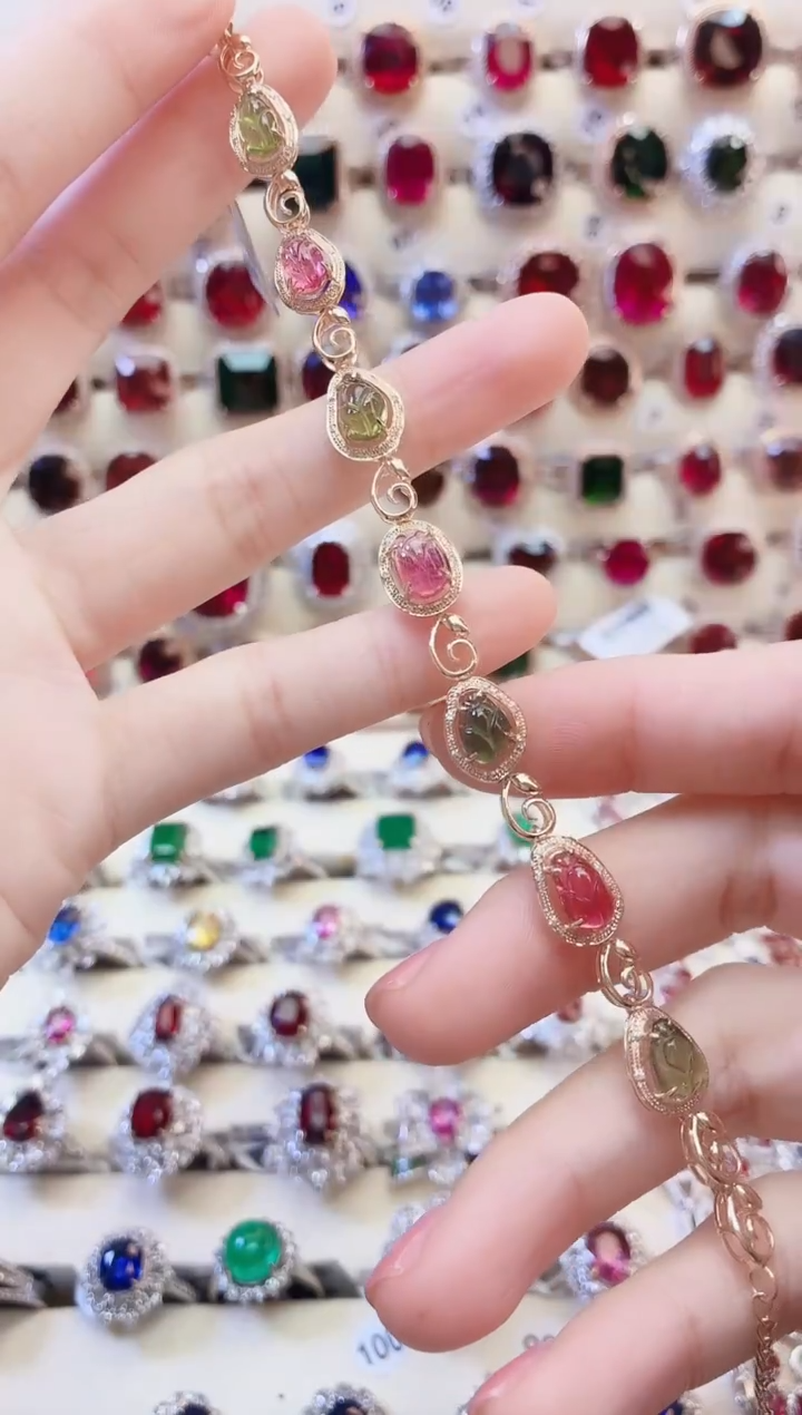 18K金镶嵌手链碧玺1