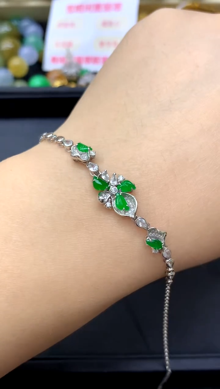 18K金镶嵌手链翡翠389-中国好珍宝