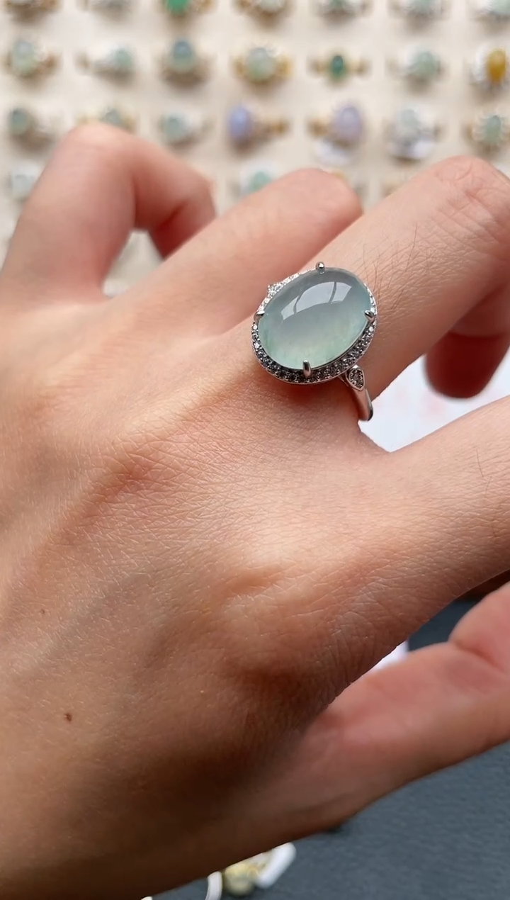 翡翠银S925镶嵌戒指1111