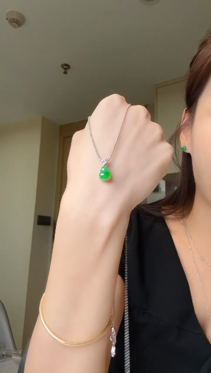 翡翠银S925镶嵌吊坠(不含链)天然翡翠吊坠