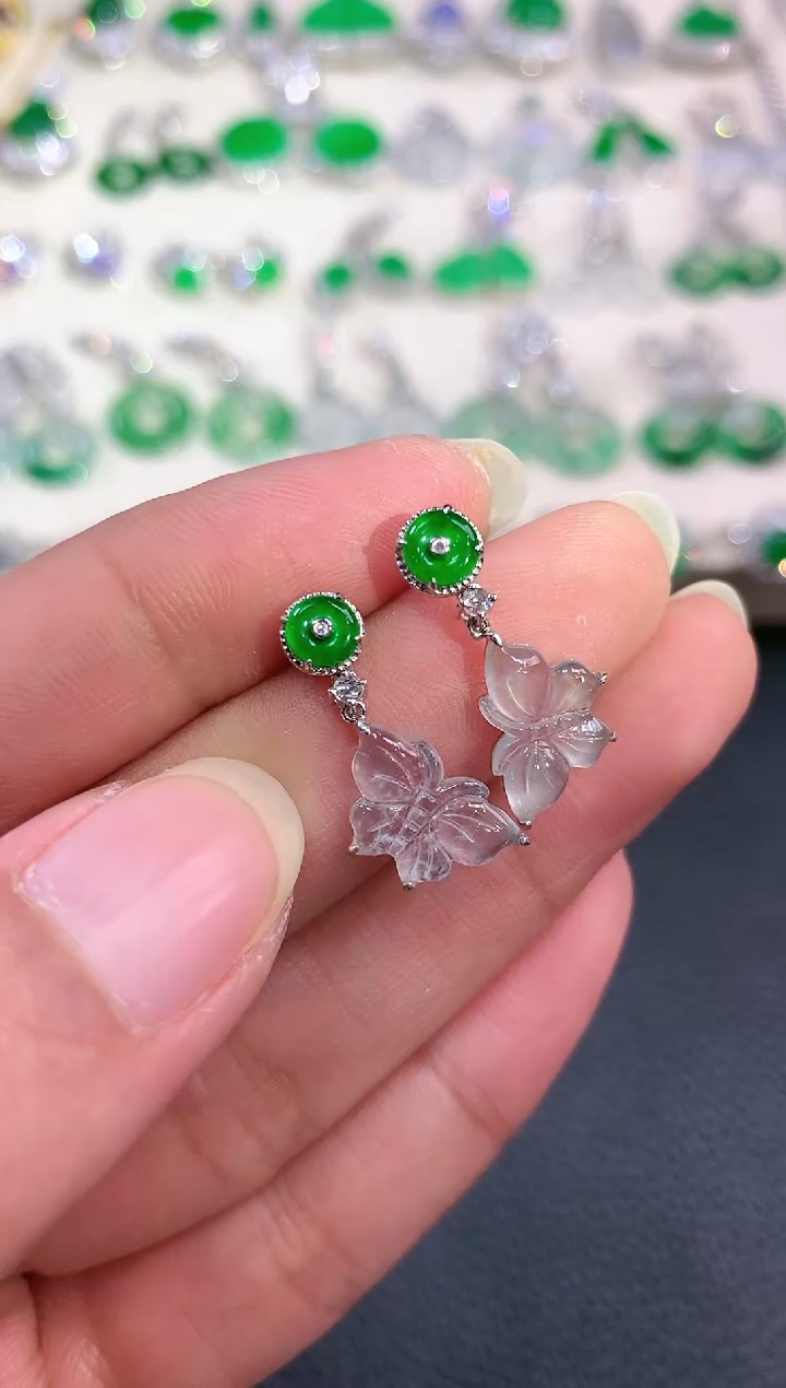 【闪购商品】翡翠耳饰18K金镶嵌 n2