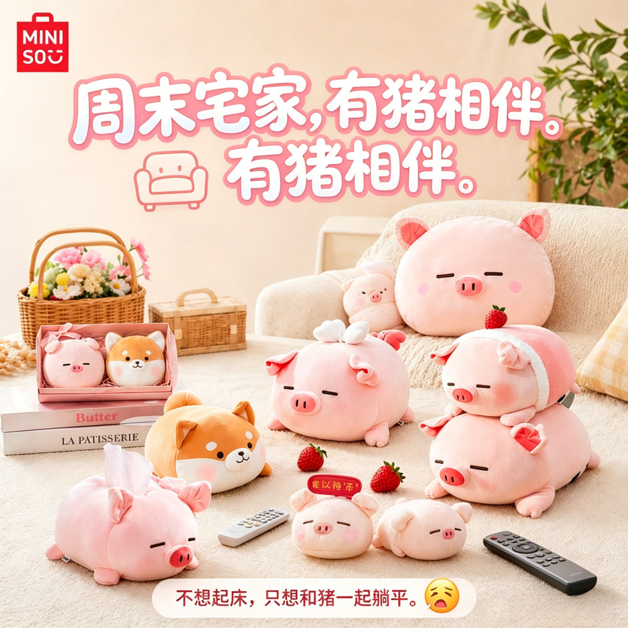 【官方联名】MINISO名创优品小猪玩偶可爱抱枕小挂件生日礼物送女生