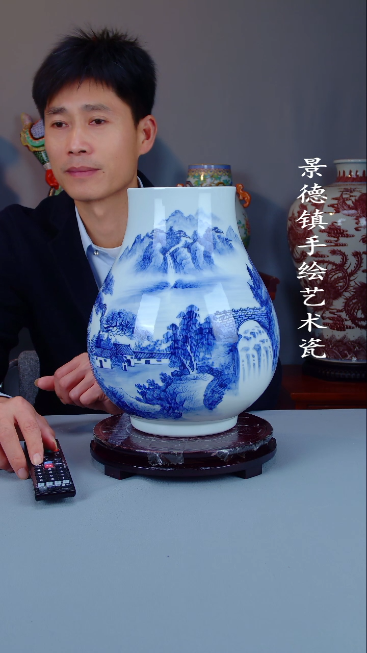 瓶陶景德镇手工手绘陶瓷摆件17