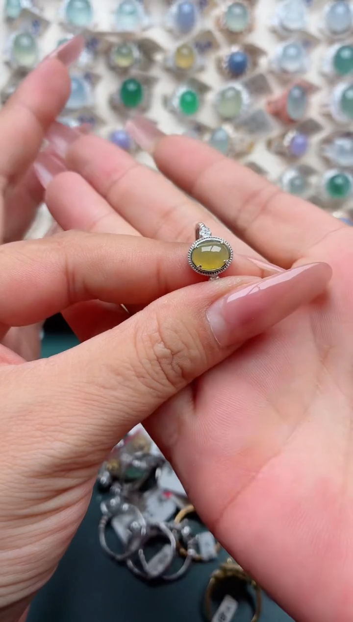 银S925镶嵌戒指翡翠.