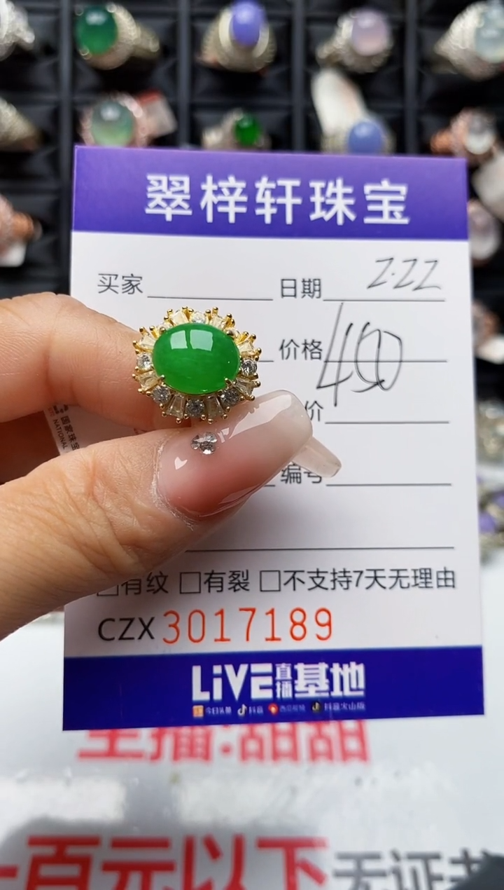 【闪购商品】翡翠戒指银S925镶嵌7189