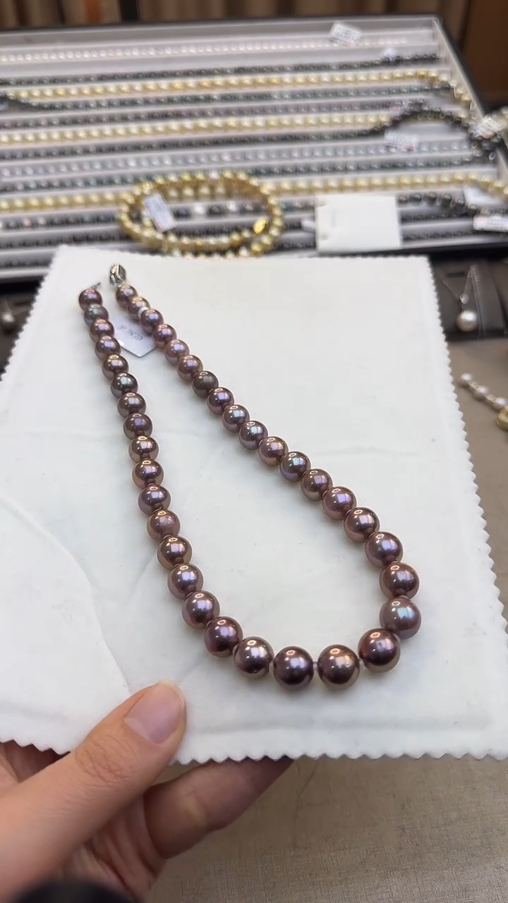 颈饰银S925镶嵌淡水珍珠金属紫项链 XL2920