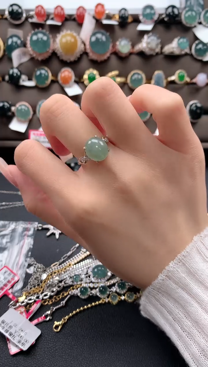 【闪购商品】翡翠戒指银S925镶嵌4324324